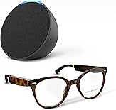 Amazon Echo Frames (3rd Gen) + Echo Pop | Smart Glasses with Alexa | Cat Eye frames in Brown Tortoise with prescription ready lenses