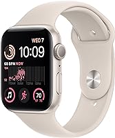 Apple Watch SE (2nd Gen) [GPS 44 mm] smart watch w/Starlight Aluminium Case & Starllight Sport Band. Fitness & Sleep...