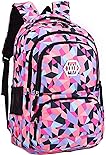 JiaYou Girl Geometric Printed Primary Junior High University School Bag Bookbag Backpack(2# Black,19 L)