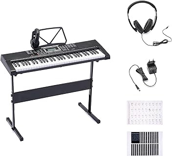 Image of Amazon Basics Portable Digital Piano Keyboard with 61 Keys, Built In Speakers and Songs for Learning, Black