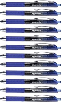 Image of Amazon Basics Retractable Gel Pens, Fine Point (0.7mm), Blue, 12 Count (Pack of 1)