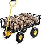 VEVOR Steel Garden Cart, Heavy Duty 500 lbs Capacity, with Removable Mesh Sides to Convert into Flatbed, Utility Metal Wagon with 180° Rotating Handle and 10 in Tires, Perfect for Garden, Farm, Yard