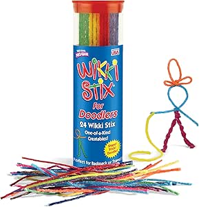 Wikki Stix for Doodlers - Kid&#39;s Travel Essential: Portable Creativity On-The-Go! Pack of 24 Wikki Stix in Neon and Primary Colors. Made in USA ! 3 &amp; Up.