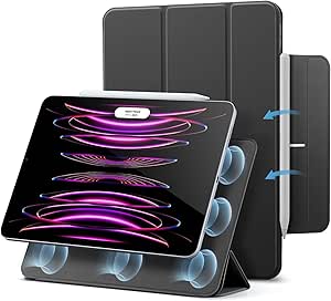 ESR for iPad Pro 12.9 Case (2022/2021/2020, 6th/5th/4th Generation), iPad Air 13 Inch Case 2024 M2, Convenient Magnetic Attachment, 2-Way Stand, Rebound Magnetic Case, Black