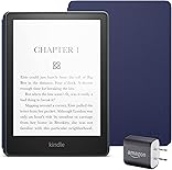 Kindle Paperwhite Essentials Bundle including Kindle Paperwhite (16 GB) - Agave Green - Without Lockscreen Ads, Leather Cover - Denim, and Power Adapter