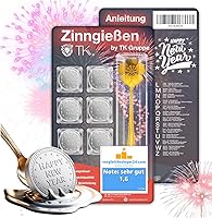 Happysparks® 7er Zinngießen mit Zinn Giessen wie Bleigießen Bleigiessen mit & Löffel & Orakelheft mit Deutungen -...