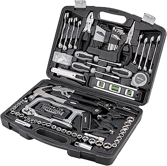 Image of Amazon Basics 173-Piece General Household Home Repair and Mechanic's Hand Tool Kit Set