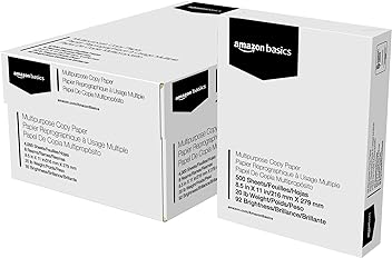 Image of Amazon Basics Multipurpose Copy Printer Paper, 8.5" x 11", 20 lb, 8 Reams, 4000 Sheets, 92 Bright, White