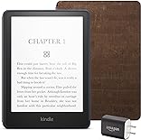 Kindle Paperwhite Essentials Bundle including Kindle Paperwhite (16 GB) - Denim - Without Lockscreen Ads, Cork Cover - Dark, and Power Adapter