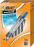 BIC Round Stic Grip Xtra Comfort Assorted Colors Ballpoint Pens, Medium Point (1.2mm), 36-Count Pack, Perfect Writing Pens With Soft Grip for Superb Comfort and Control