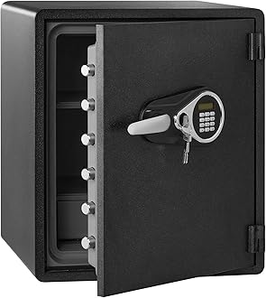 Image of Amazon Basics Fireproof and Waterproof Safe Box with Digital Electronic Lock, 2.13 Cubic Feet, 24"Hx20.87"Wx19"D, Black