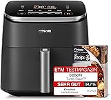 COSORI Heißluftfritteuse XXL Turbo Blaze, 6L Airfryer, Heissluftfritteuse mit 5 Geschwindigkeitsstufen&9 Funktionen, 30°-230°, 87 Online-&30 Papierrezepte, 96 Cooking Charts, Energiesparung, Kompakt