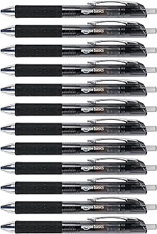 Image of Amazon Basics Retractable Gel Pens, Fine Point (0.7mm), Black, 12 Count (Pack of 1)