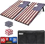 Cornhole Set, Regulation Size Cornhole Boards with 8 Bean Bags and Carrying Case, 4 ft x 2 ft Corn Hole Outdoor Game Toss Board for Adults Outside Activities