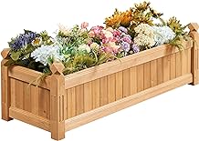 Yaheetech 43.5″ L×16″ W×14″ H Wooden Raised Garden Bed, Horticulture Wood Rectangular Garden Planter Outdoor, Raised Planter Box for Yard/Greenhouse/Vegetable/Flower/Herbs, Light Brown