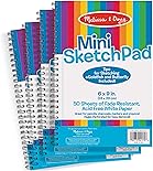 Melissa & Doug Mini-Sketch Spiral-Bound Pad (6 x 9 inches) - 4-Pack - Sketch Book For Kids, Drawing Paper, Drawing And Coloring Pads, Art Supplies