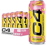 C4 Performance Energy Drink, STARBURST™ Strawberry, Sugar Free Pre Workout Carbonated Drink with no Artificial Colors or Dyes, (16 fl. oz Pack of 12)