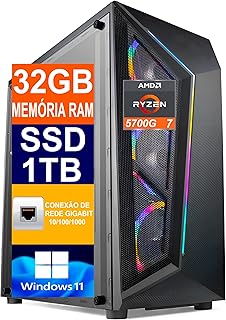 Pc Gamer Computador Cpu Ryzen 7 5700G / SSD 1TB M.2 NVMe / 32gb Memória Ram Ddr4 / Windows 11 Pro