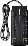 Amazon Basics Rectangle 12-Outlet Power Strip Surge Protector, 4,320 Joule, 8-Foot Cord, Black