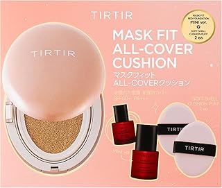 【Amazon.co.jp限定】 [TIRTIR] MASK FIT CUSHION SET 02 [ティルティル] マスクフィットクッションセット (本品18ｇ+レッドファンデーションミニ10ml+パフ2ea) ALL-COVER 23N