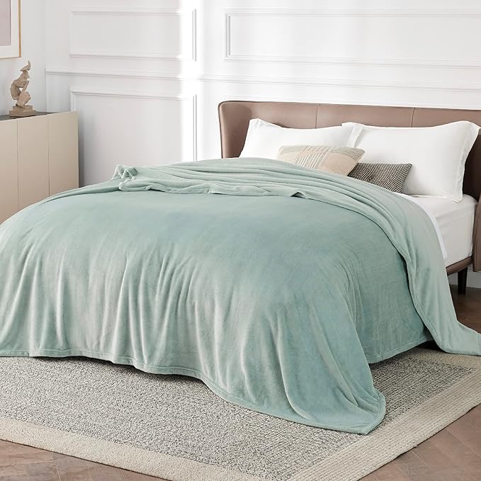 Bedsure Fleece Blanket California King Sage Green - Lightweight Plush Fuzzy Cozy Soft Bed Blanket, 102x96 inches