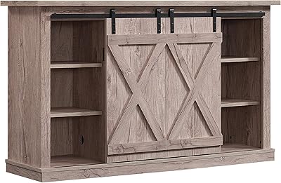 Twin Star Home Sliding Barn Door TV Stand, Ashland Pine