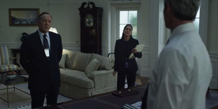 Kevin Spacey, Michel Gill, and Sakina Jaffrey in House of Cards (2013)