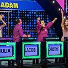 Christine Laparan Policarpio, Jacob Policarpio, Julia Policarpio, and Sachzna Laparan in Family Feud Philippines (2022)