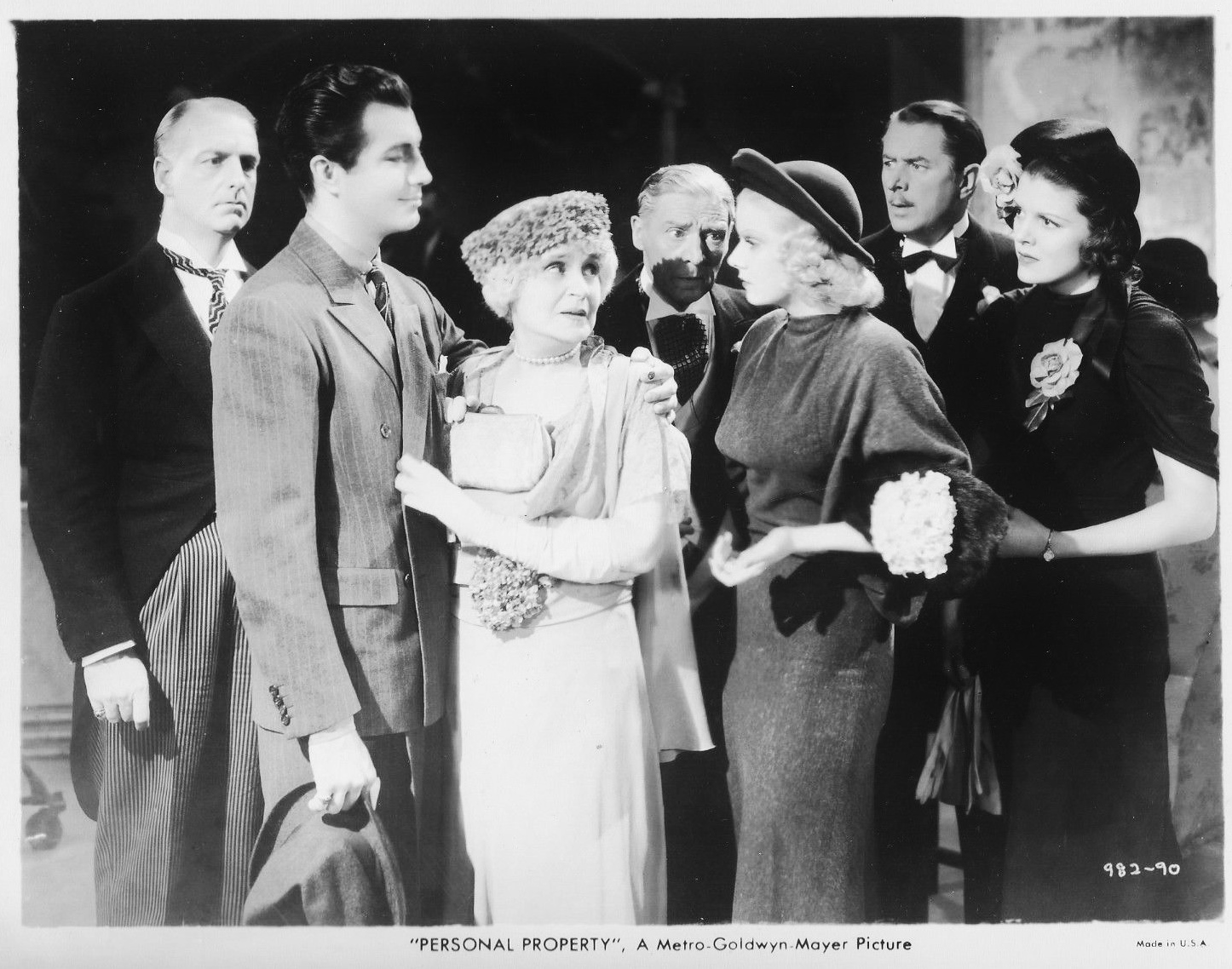 Jean Harlow, Robert Taylor, E.E. Clive, Henrietta Crosman, Reginald Owen, Barnett Parker, and Marla Shelton in Personal Property (1937)