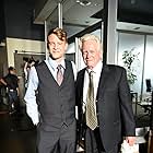 Nikolay Moss and Bruce Davison pose together behind the scenes on Influence (2019)