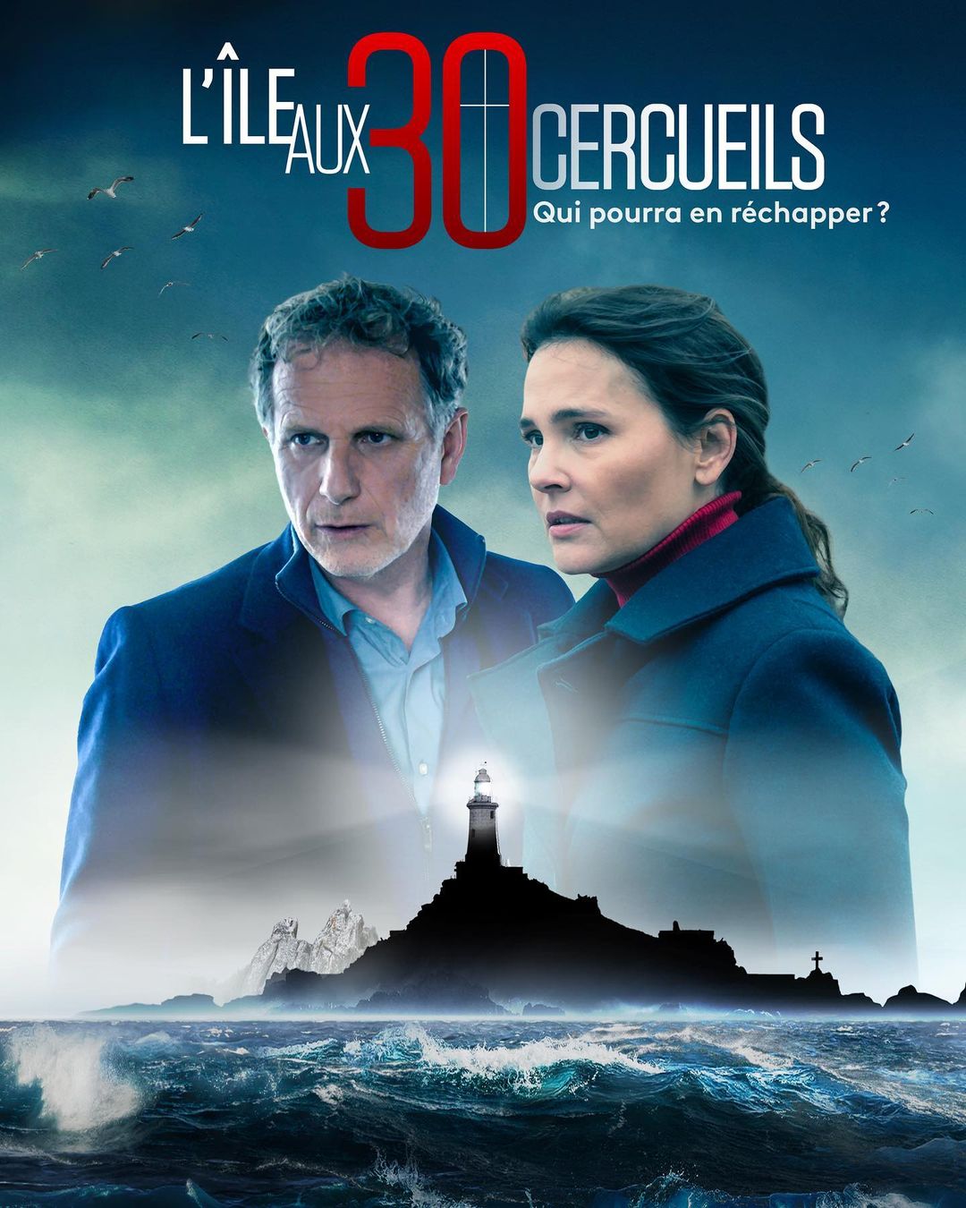 Virginie Ledoyen and Charles Berling in L'île aux 30 cercueils (2022)