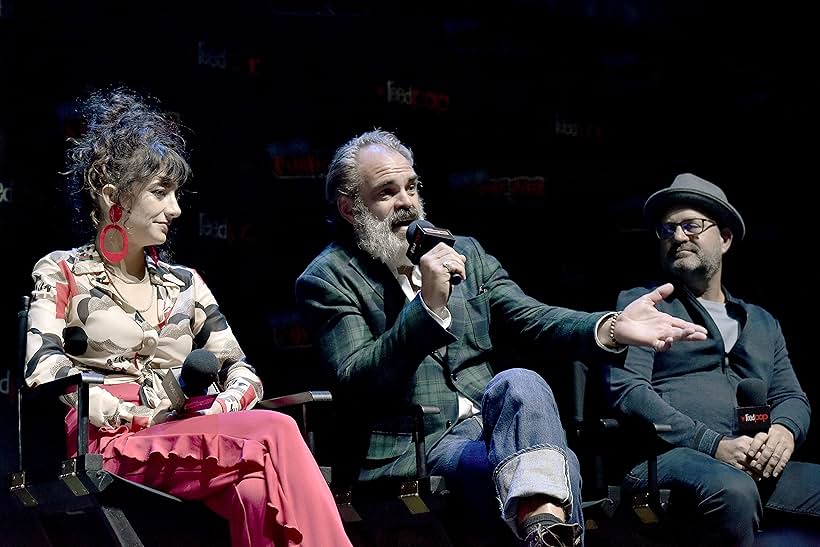 Graeme Manson, Steven Ogg, and Sheila Vand at an event for Snowpiercer (2020)