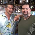 Bruce Campbell and Keith Hudson on the set of "Burn Notice." 