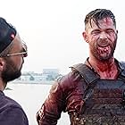 With Chris Hemsworth on Extraction