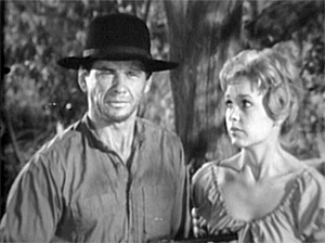 Charles Bronson and Stella Stevens in Riverboat (1959)