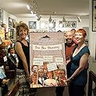 Director Bryan W. Simon presents a special poster for the documentary I'M NO DUMMY to Lisa Sweasy Curator of the Vent Haven Museum.  With Producer Marjorie Engesser on the right.