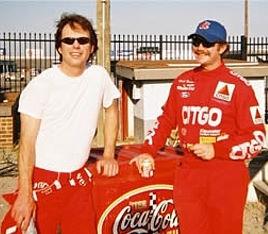 Greg Thompson and Sean Bridgers on the set of "3:The Dale Earnhardt Story"