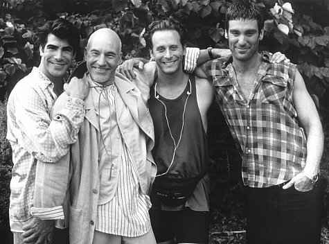 Patrick Stewart, Steven Weber, Bryan Batt, and Michael T. Weiss in Jeffrey (1995)