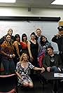 Cast of Traffic School! - A New Sitcom.  From left, Isabella Cascarano, Tiffany Pulvino, Robbie Troy, Jeanne Castagnaro, John Rivera, Maria Matsune, Michelle Juhlin Briddell (kneeling), Rebekah Voss, Sheila Marie Shostac, Alan August, Kristen Ruhlin, James Sloane (seated), Perry Shields, and Paul Nyhart