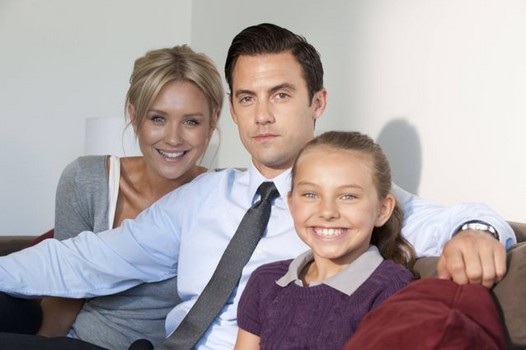 Caitlin Carmichael, Milo Ventimiglia and Nicky Whelan on the set of "Chosen" 2012