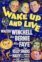 Ben Bernie, Alice Faye, Jack Haley, Patsy Kelly, Ned Sparks, and Walter Winchell in Wake Up and Live (1937)