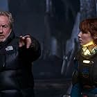 Ridley Scott and Noomi Rapace in Prometheus (2012)