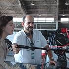 Co-directors Poli Marichal and Ricardo Méndez Matta line up a shot during the filming of "Ladrones y Mentirosos"