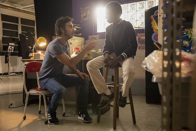Shawn Levy and Caleb McLaughlin in Stranger Things (2016)