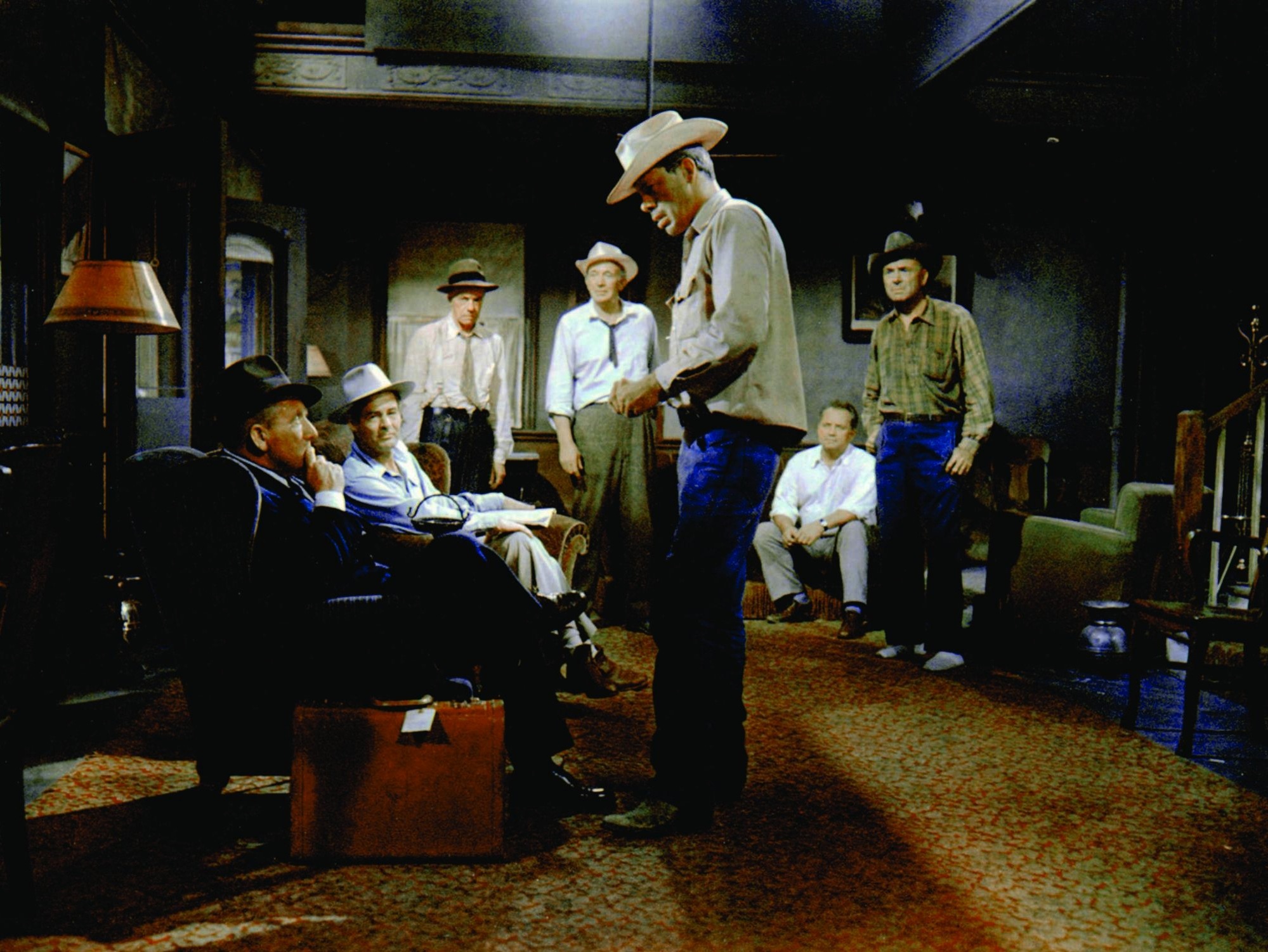 Spencer Tracy, Walter Brennan, Lee Marvin, Russell Collins, Dean Jagger, Robert Ryan, and Walter Sande in Bad Day at Black Rock (1955)