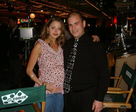 Brett Morrison with Estella Warren on the set of "The Cooler"