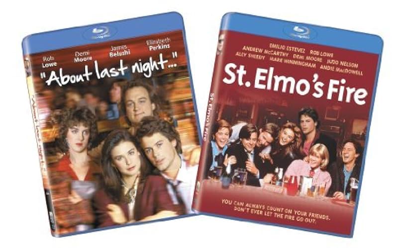 Demi Moore, Emilio Estevez, Rob Lowe, Andrew McCarthy, Judd Nelson, Ally Sheedy, Jim Belushi, Elizabeth Perkins, and Mare Winningham in St. Elmo's Fire (1985)