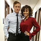 Warren Kole and Vanessa Vander Pluym on set on Shades of Blue "The Breach"