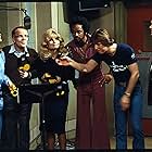 Loni Anderson, Tim Reid, Gordon Jump, Richard Sanders, Gary Sandy, and Jan Smithers in WKRP in Cincinnati (1978)