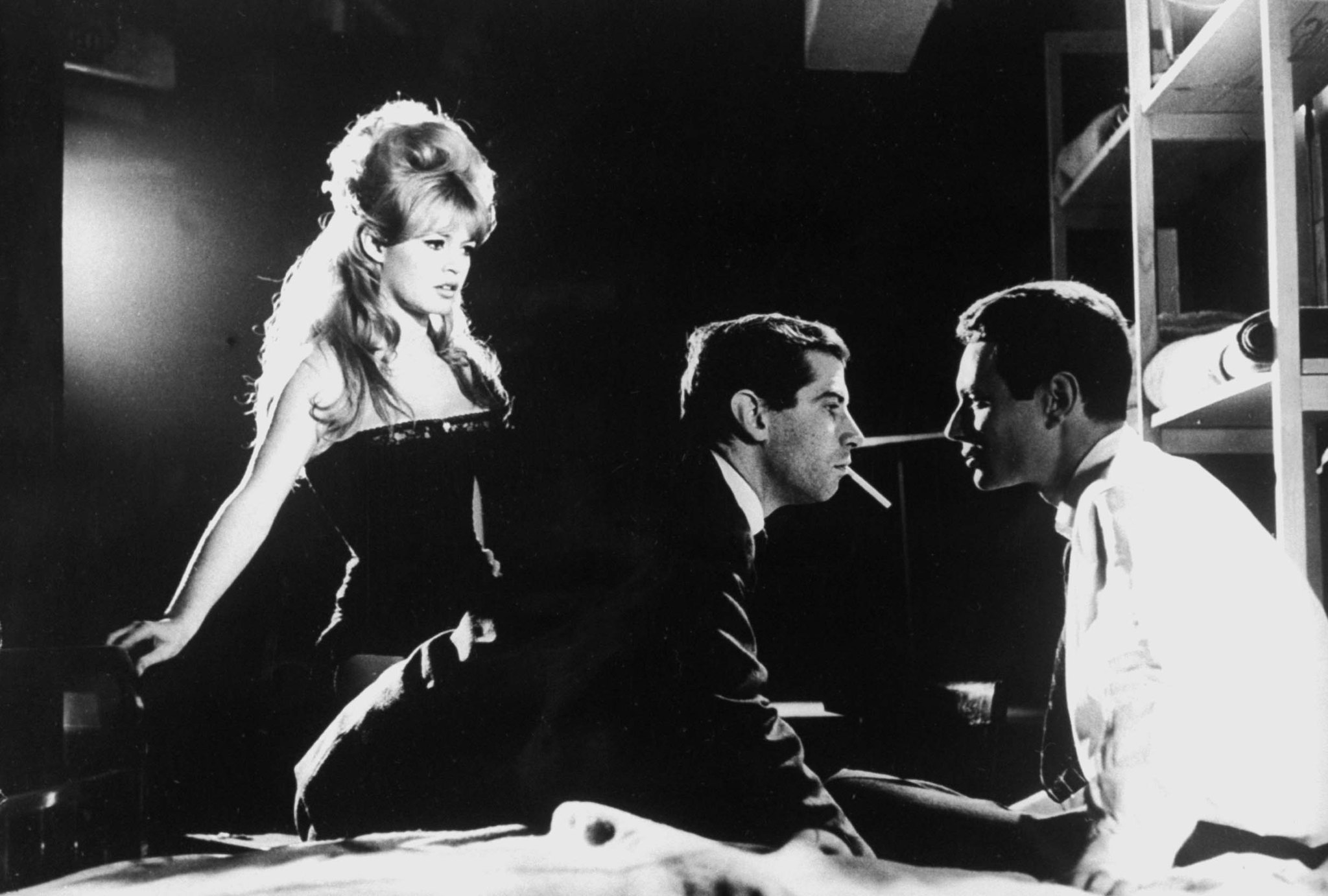 Brigitte Bardot, Roger Vadim, and Michel Subor in Please, Not Now! (1961)